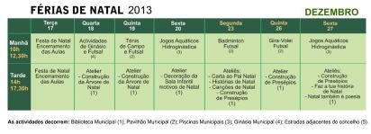 Calendario ferias natal 2013