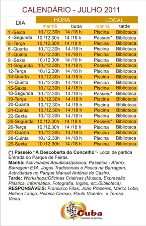 Calendário Férias Desporivas 2011
