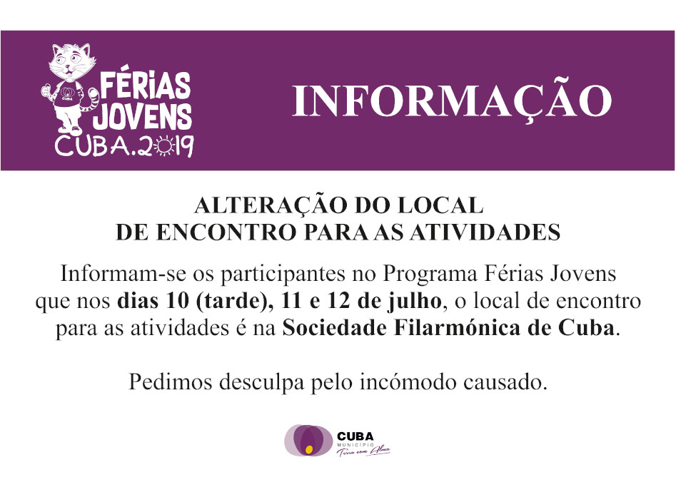 INFORMAÇÃO FERIAS DE VERAO 2019