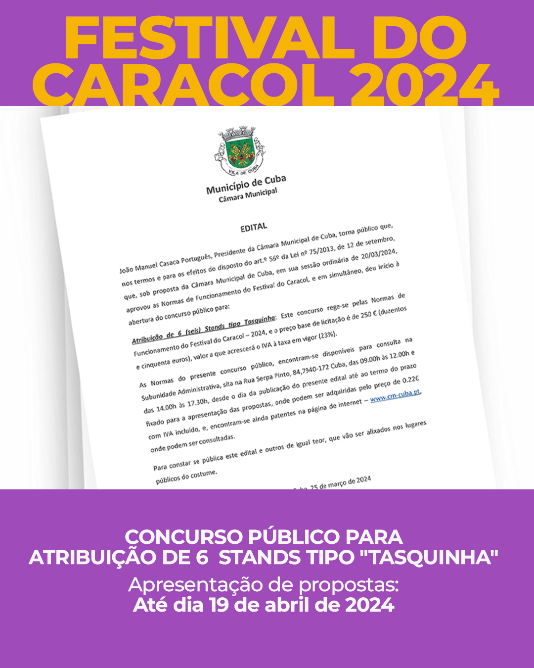 POST EDITAL CONCURSO CARACOL 24