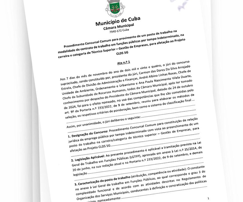 RECRUTAMENTO – TÉCNICO SUPERIOR – GESTÃO DE EMPRESAS