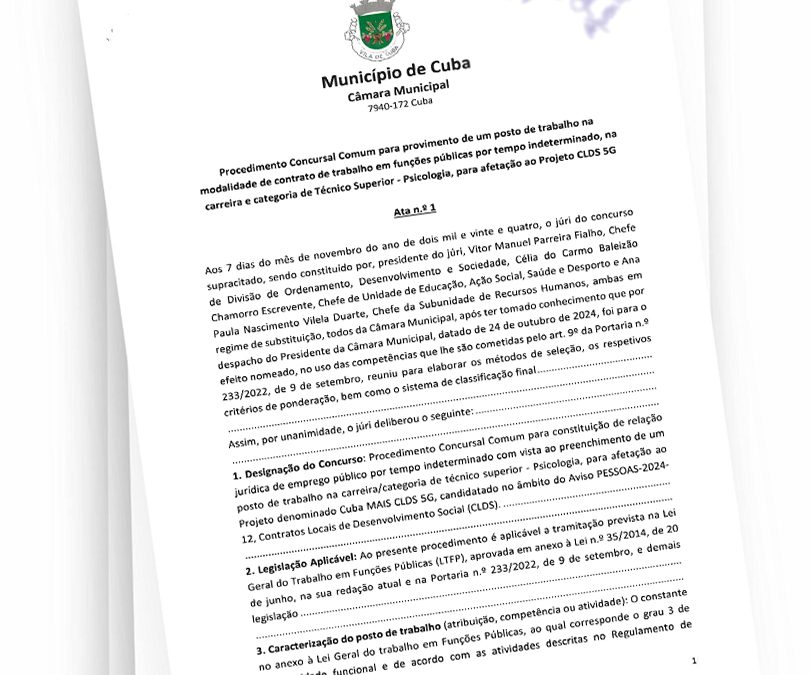 RECRUTAMENTO – TÉCNICO SUPERIOR – PSICOLOGIA