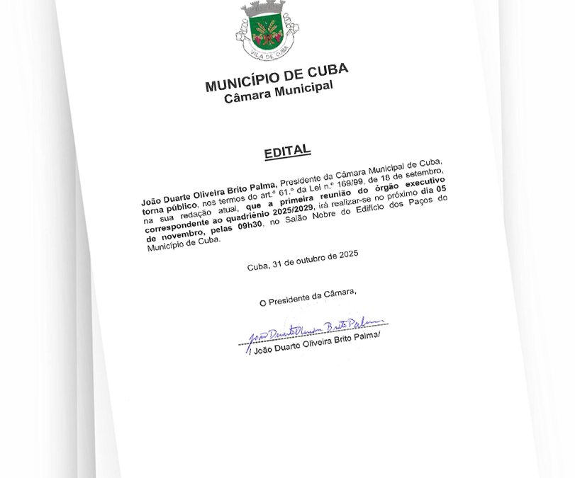 EDITAL – REUNIÃO DE CÂMARA – 05 DE NOVEMBRO 2025