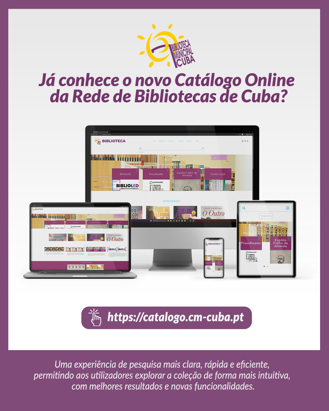 Biblioteca Municipal de Cuba tem novo catálogo online