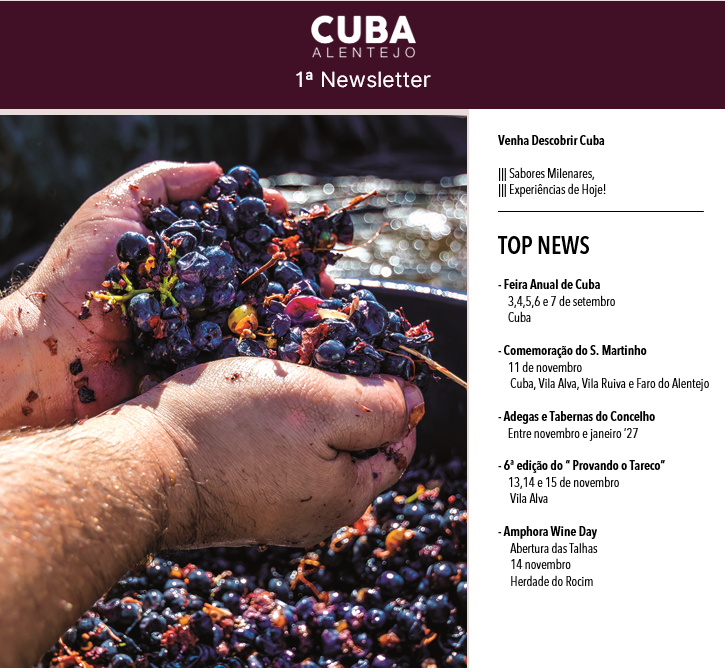 MUNICÍPIO DE CUBA LANÇA NEWSLETTER PARA PROMOVER OFERTA TURÍSTICA DO CONCELHO