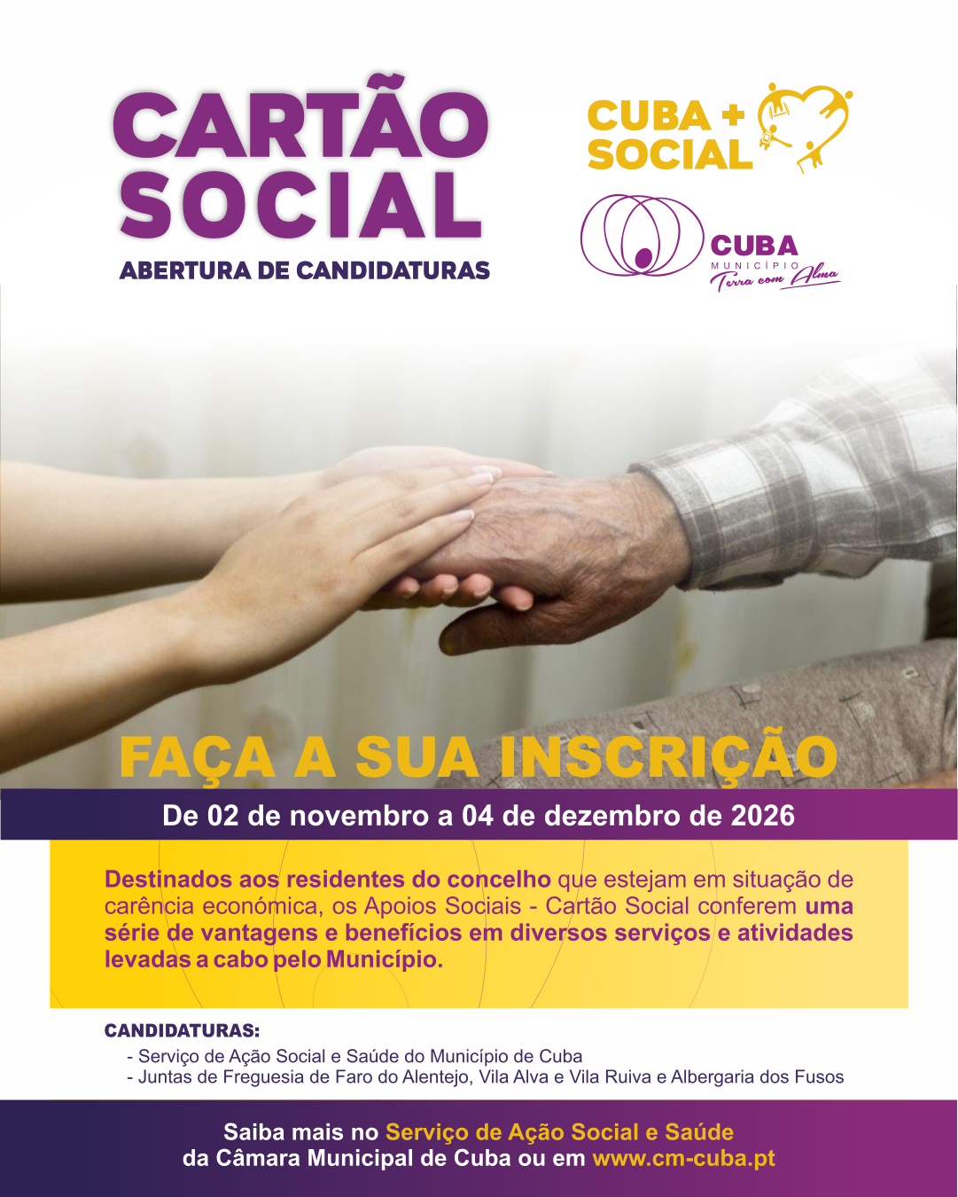 CARTÃO SOCIAL | CANDIDATURAS ABERTAS A PARTIR DE 2 DE NOVEMBRO